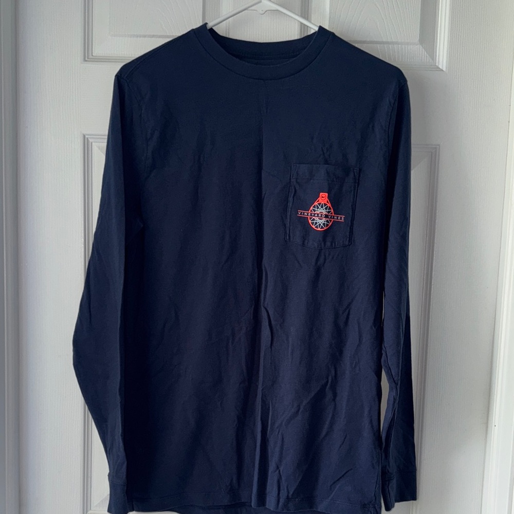 Vineyard vines Navy Long Sleeve Shirt with Logo